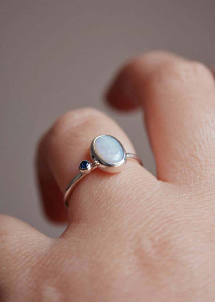 Anillo Ópalo y zafiro (talla 12)