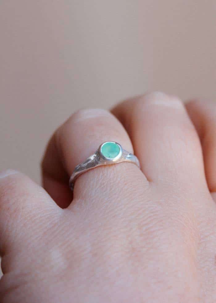 Anillo Plata y crisoprasa