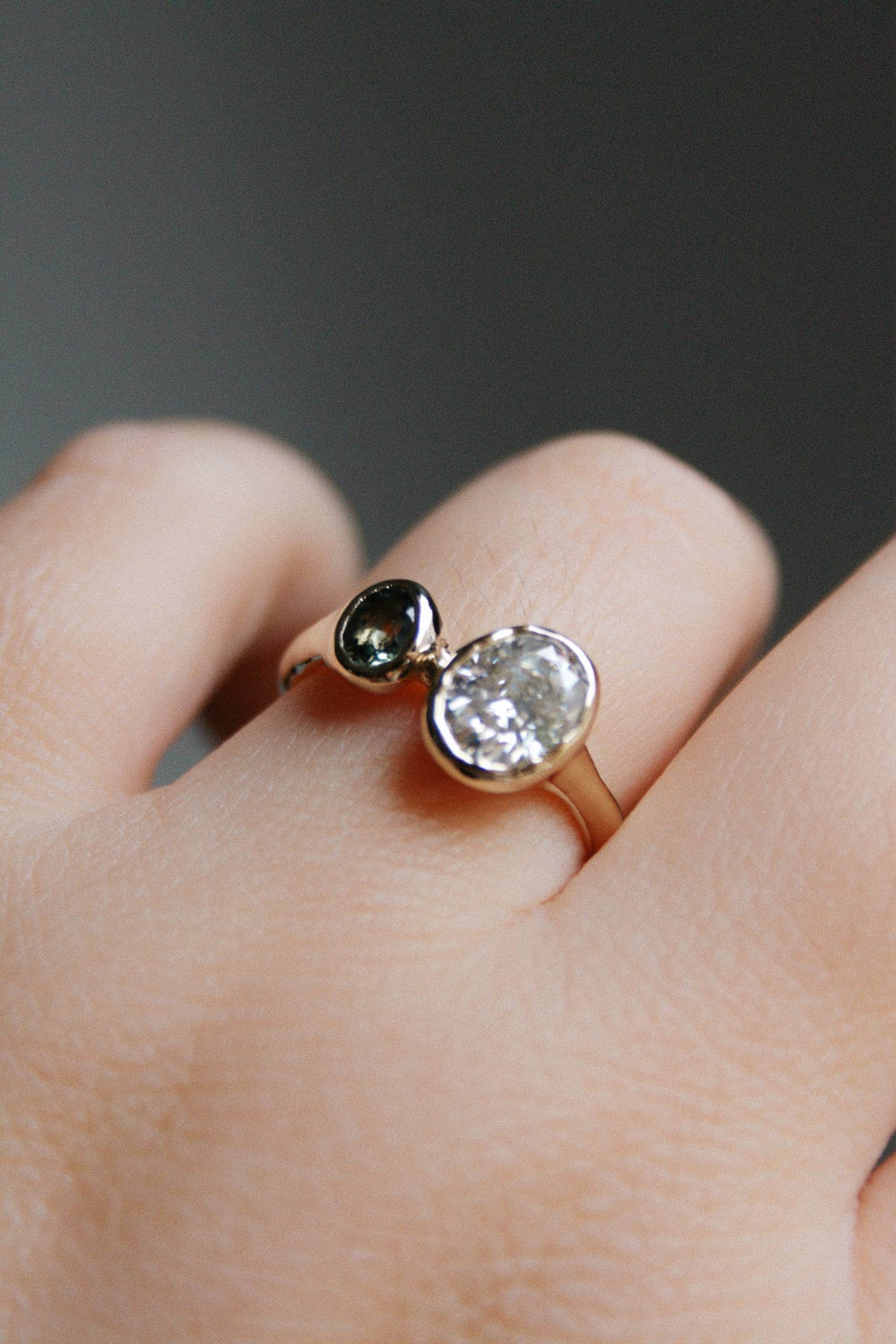 Anillo Moissanita y zafiro (talla 14-16) - Imagen 3