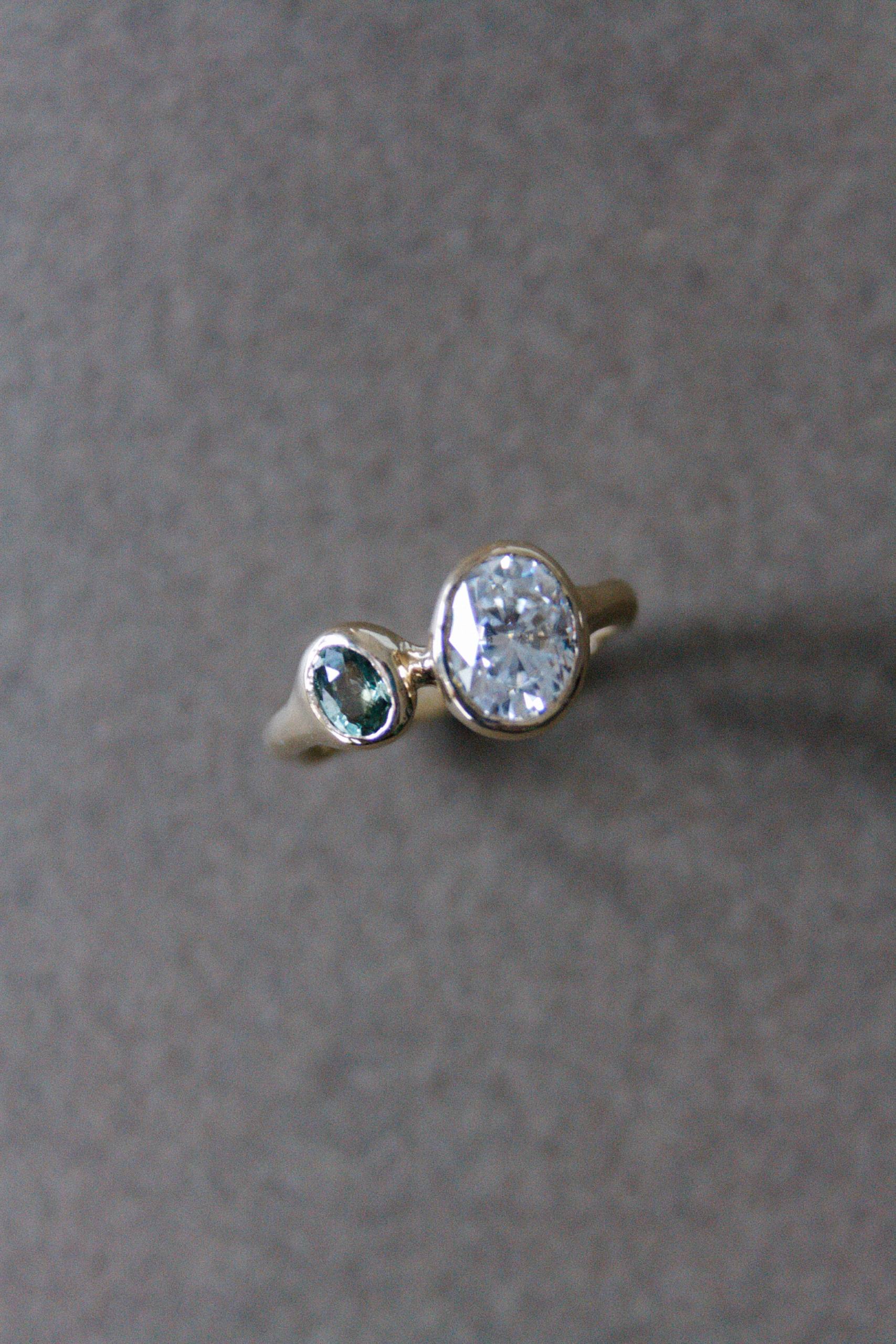 Anillo Moissanita y zafiro (talla 14-16) - Imagen 2